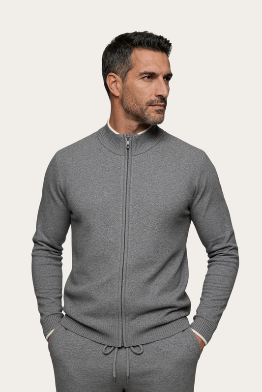 Dante Nocturne Conjunto Lana Merino Gris de MENIELLE, detalle