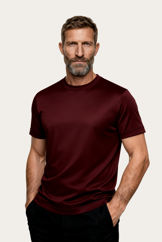 Marcello Camiseta Esencial Bordeaux de MENIELLE, detalle