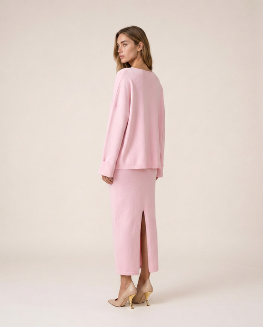 3/4 back view sienna knitted set
