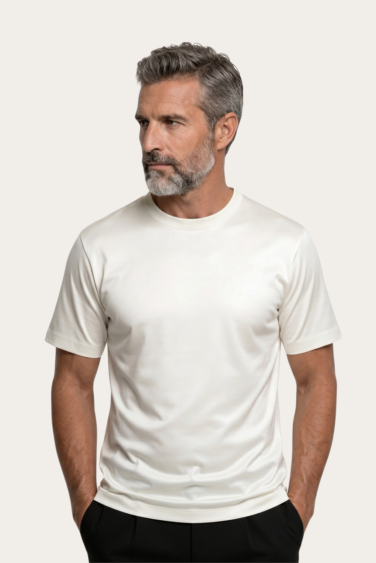 Marcello Camiseta Esencial Blanc de MENIELLE, detalle
