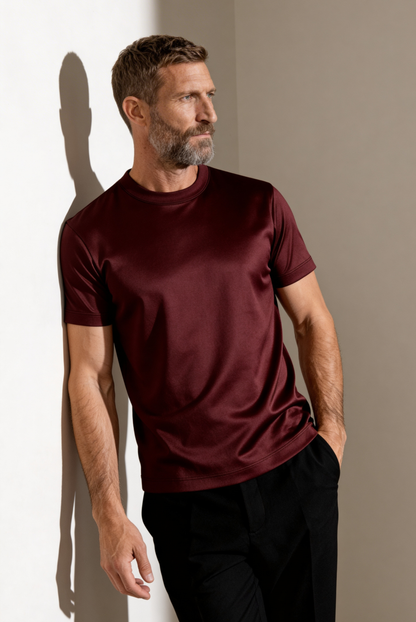 Marcello Camiseta Esencial Bordeaux de MENIELLE, detalle