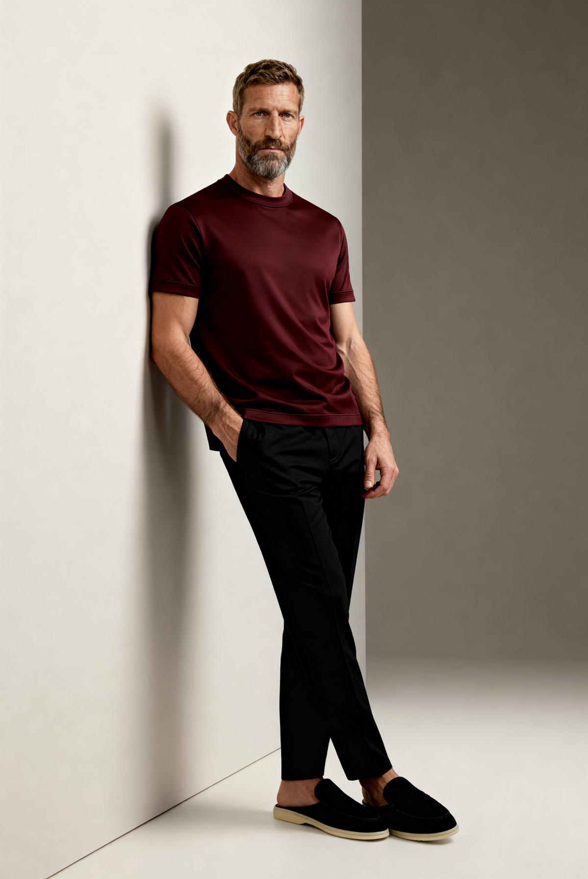 Marcello Camiseta Esencial Bordeaux de MENIELLE, detalle