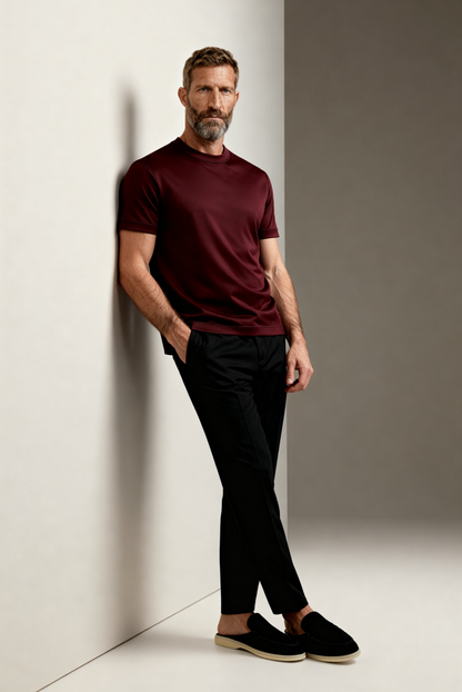 Marcello Camiseta Esencial Bordeaux de MENIELLE, detalle