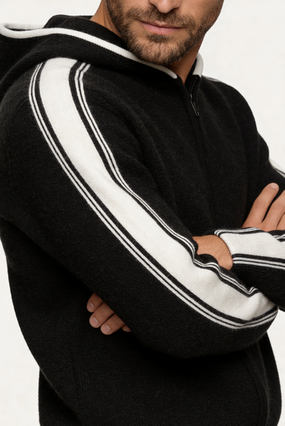Dante Conjunto Lana Merino Negro de MENIELLE, detalle