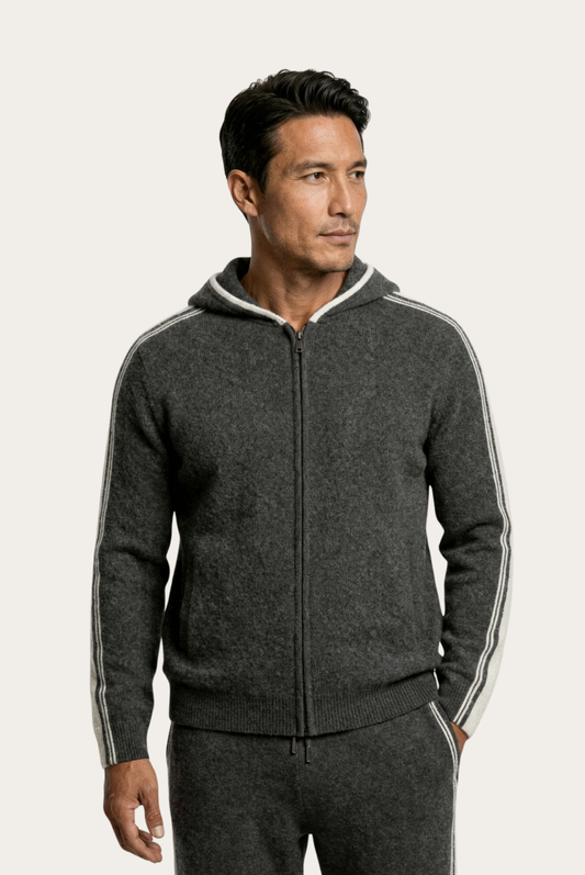 Dante Conjunto Lana Merino Gris de MENIELLE, detalle