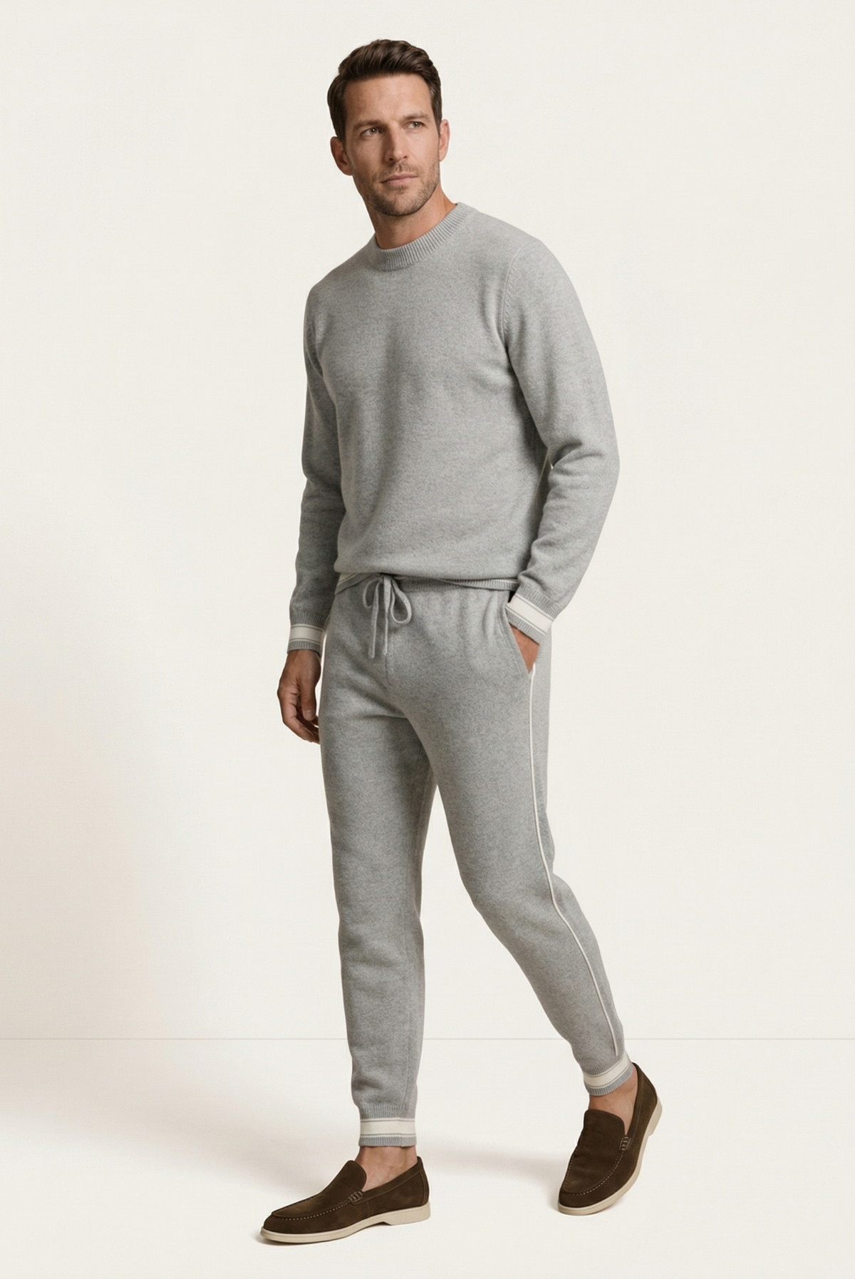 Marzio Elite Conjunto Cachemira Gris de MENIELLE, detalle