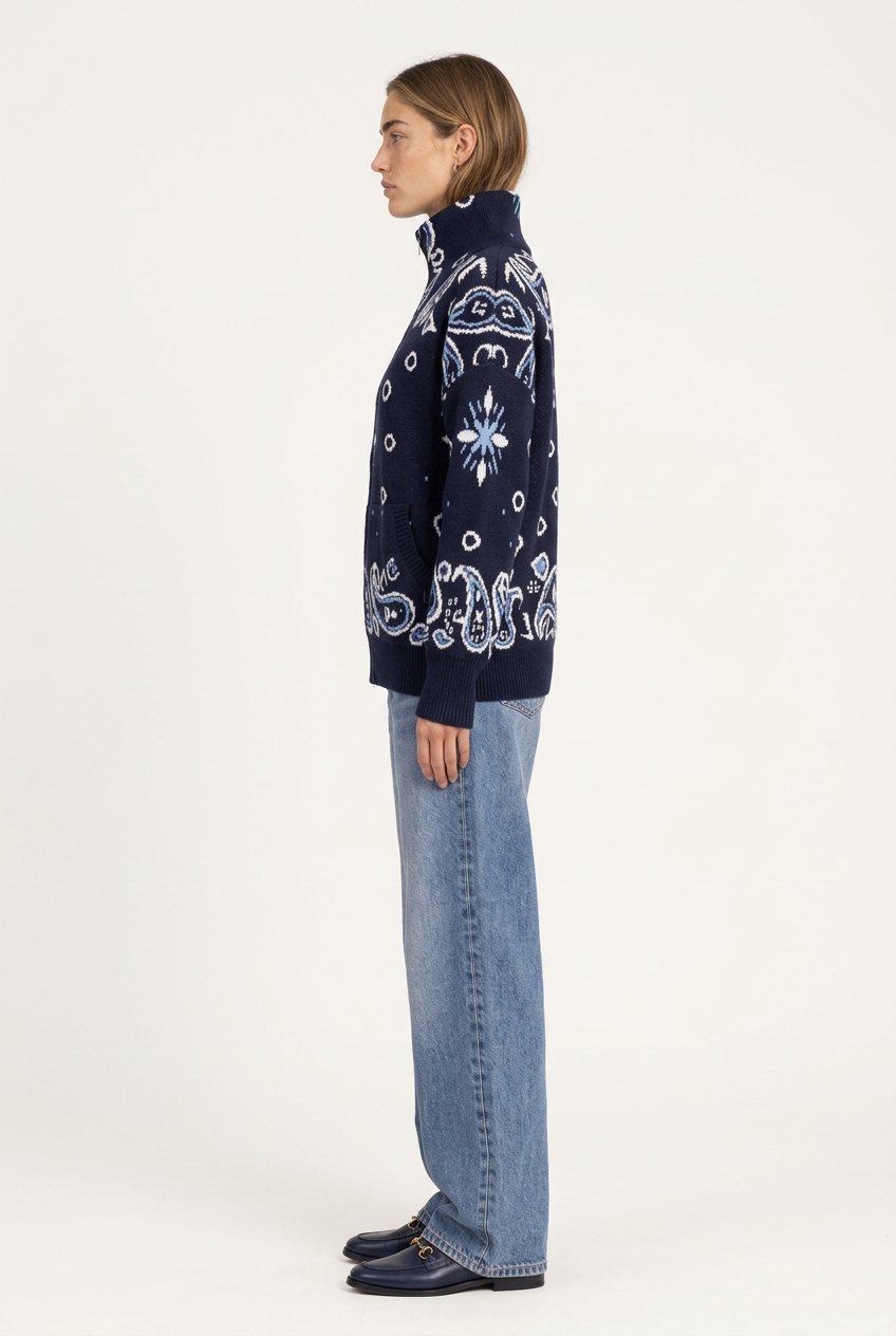 Arezzo Cardigan navy para mujer, vista lateral