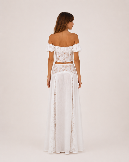 Azzura Blanc Set rear view showing lace details and silhouette