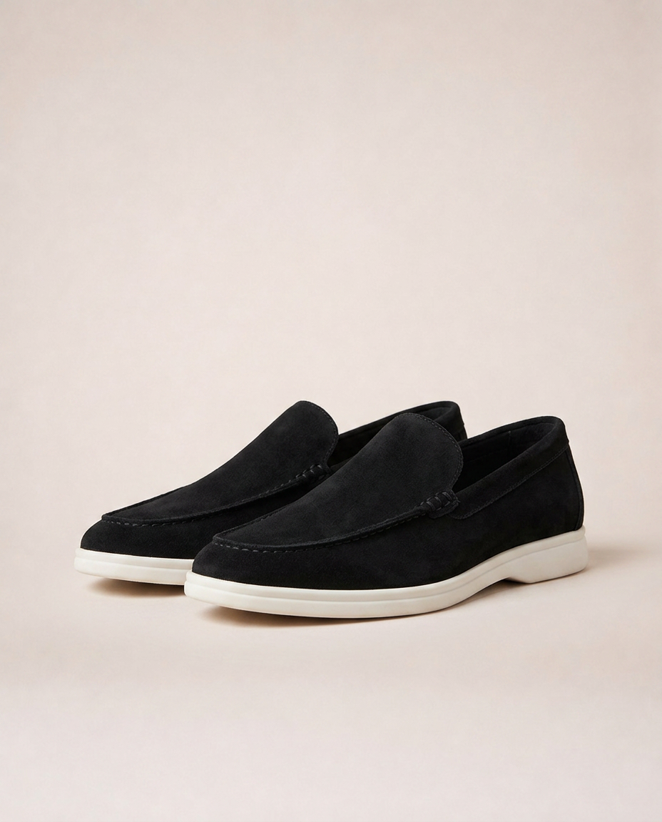 Capri Loafers black lightweight slip-on loafers front angle view