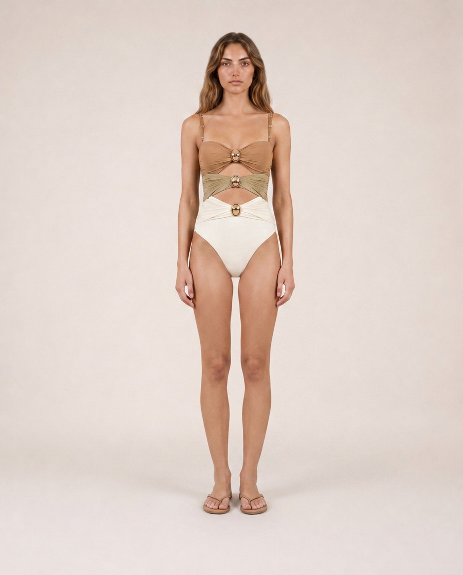 Serafina ivory one piece swimwear front view