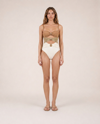 Serafina ivory one piece swimwear front view