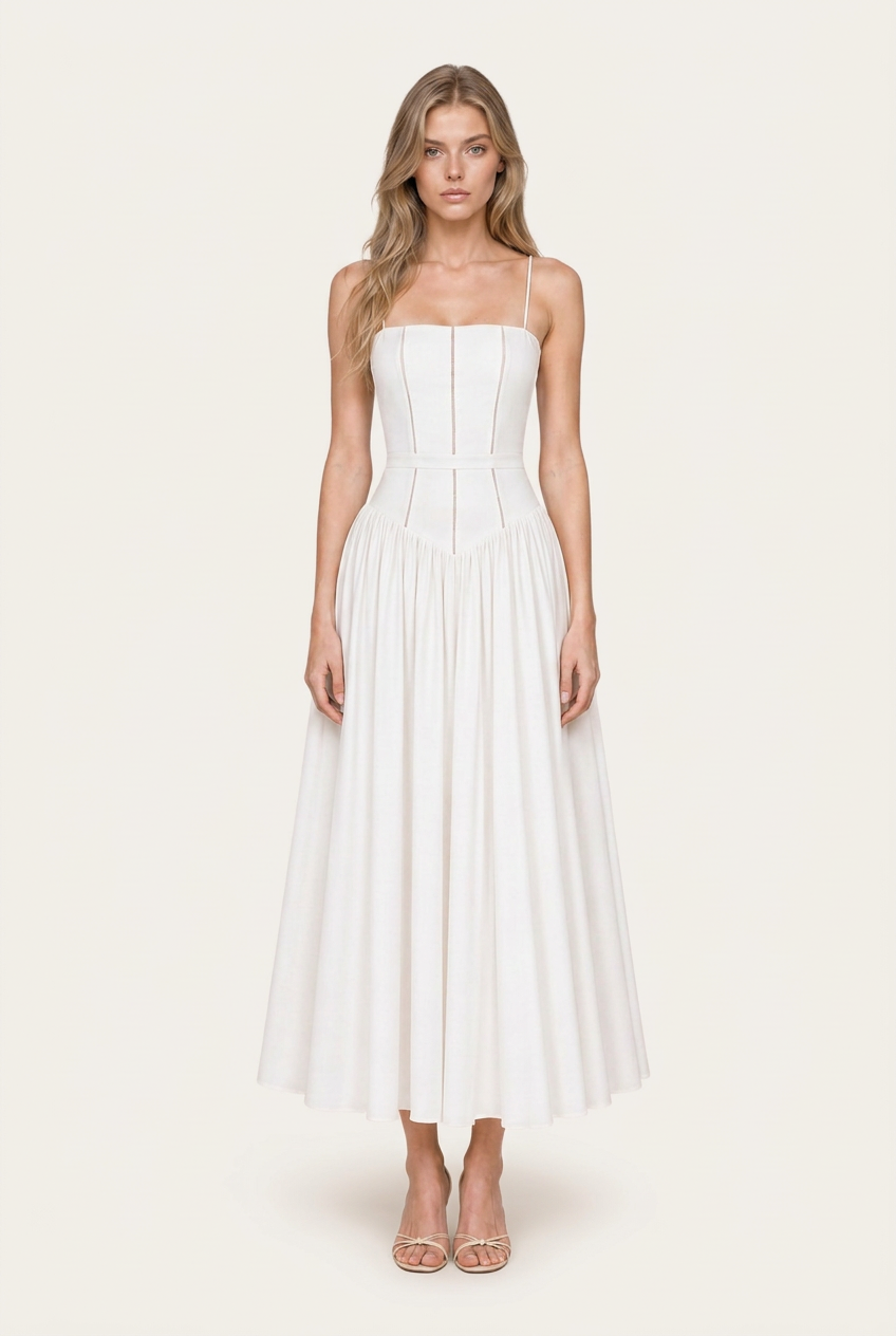 Azalea Vestido Midi Blanc de Menielle, vista frontal
