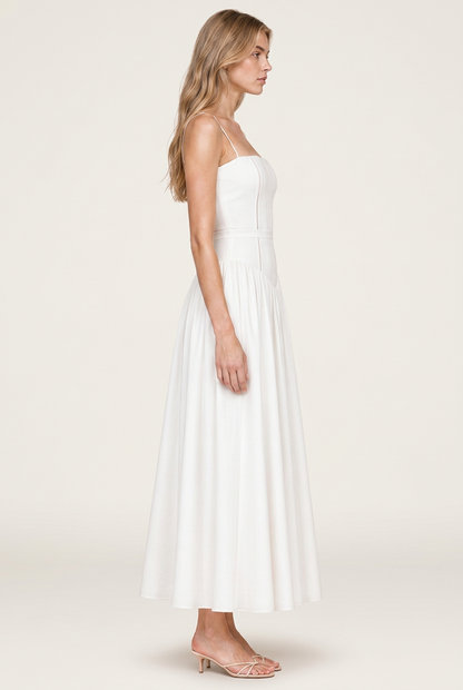 Azalea Vestido Midi Blanc de Menielle, vista lateral