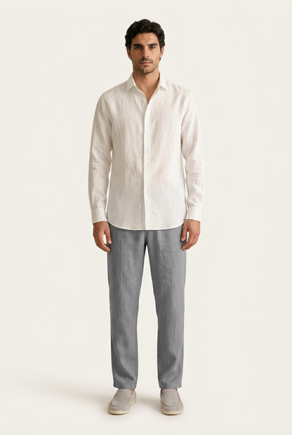 Belluno Camisa de Lino - Blanc de Menielle, vista frontal