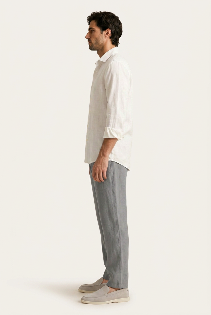 Belluno Camisa de Lino - Blanc de Menielle, vista lateral