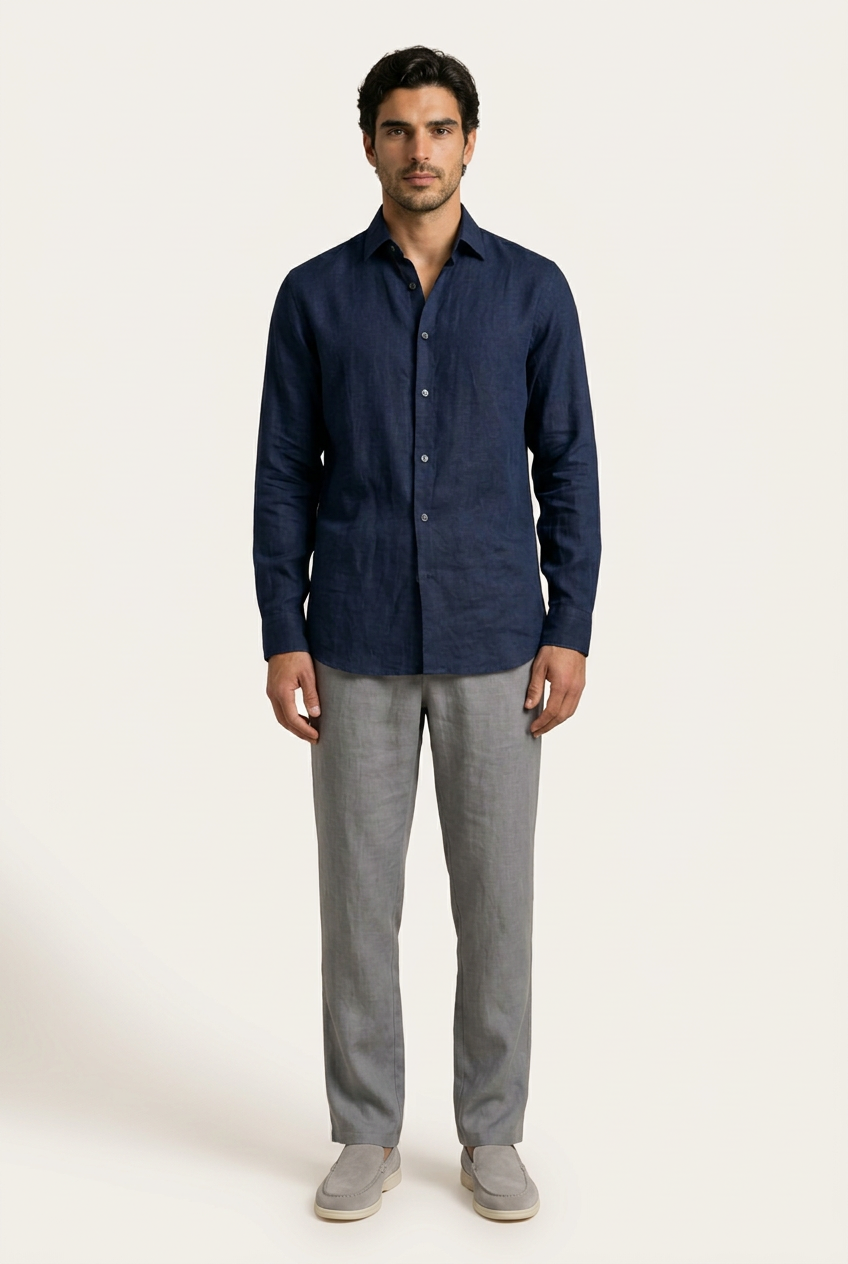Belluno Camisa de Lino - Navy de Menielle, vista frontal