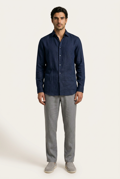 Belluno Camisa de Lino - Navy de Menielle, vista frontal