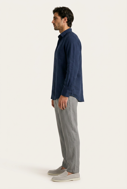 Belluno Camisa de Lino - Navy de Menielle, vista lateral