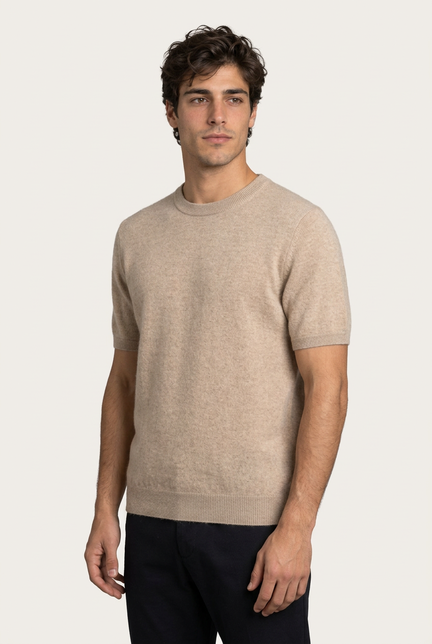 Enzo Camiseta Cachemira Beige de Menielle, vista frontal