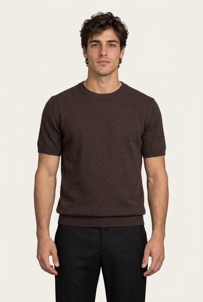Enzo Camiseta Cachemira Cioccolato de Menielle, vista frontal