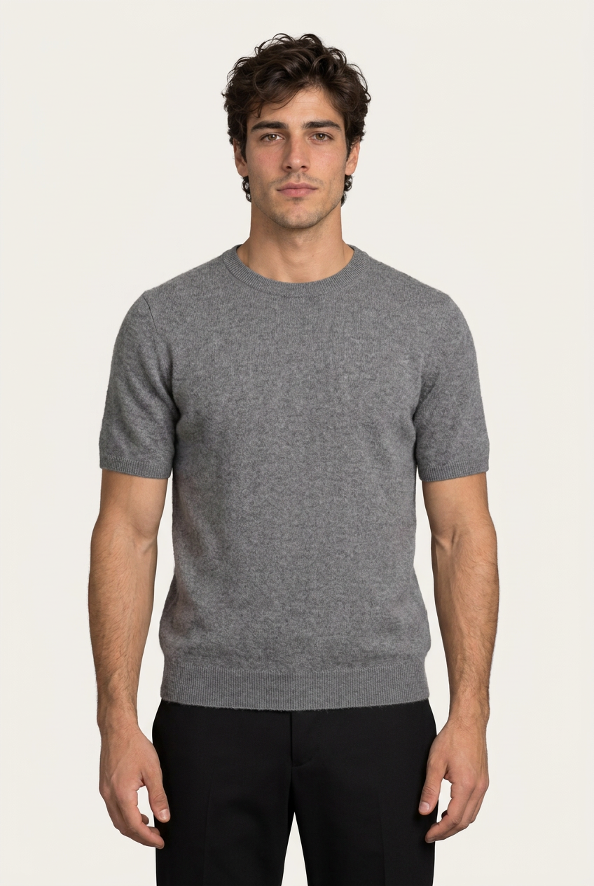 Enzo Camiseta Cachemira Gris de Menielle, vista frontal