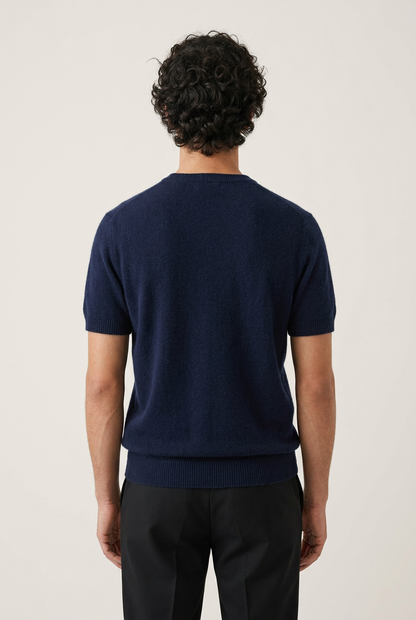 Enzo Camiseta Cachemira Navy de Menielle, vista posterior