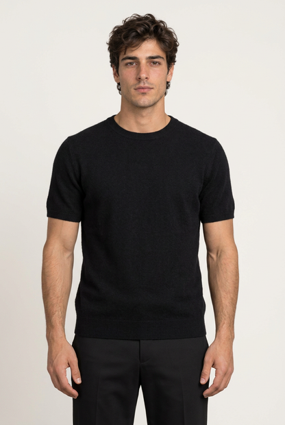 Enzo Camiseta Cachemira Nero de Menielle, vista frontal