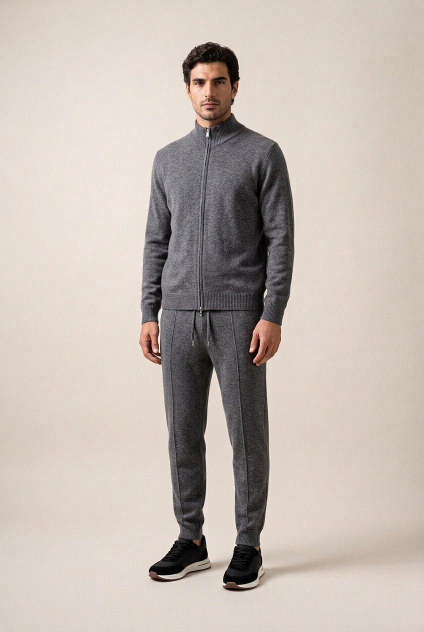 Bruno Conjunto Lana Merino Gris de MENIELLE, detalle