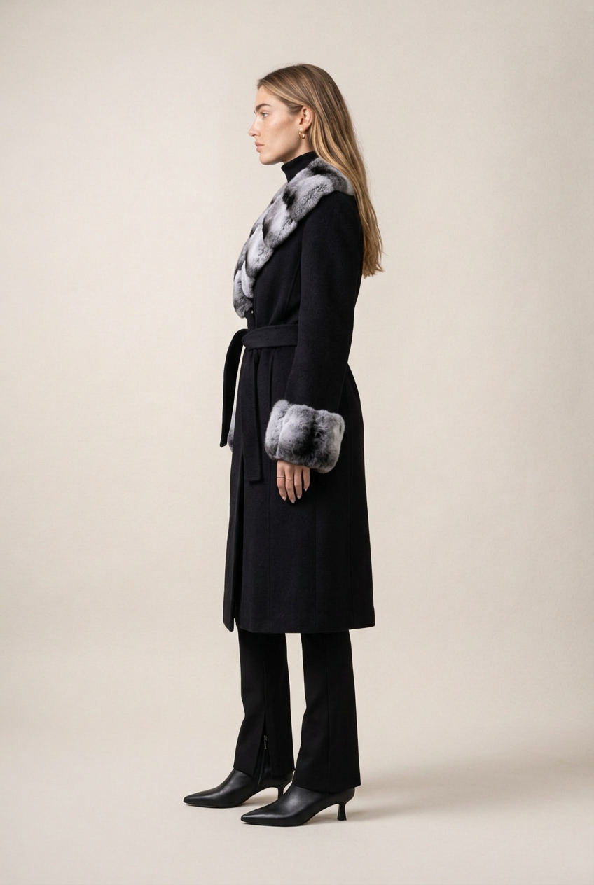 Vesper Abrigo Negro de Menielle, vista lateral