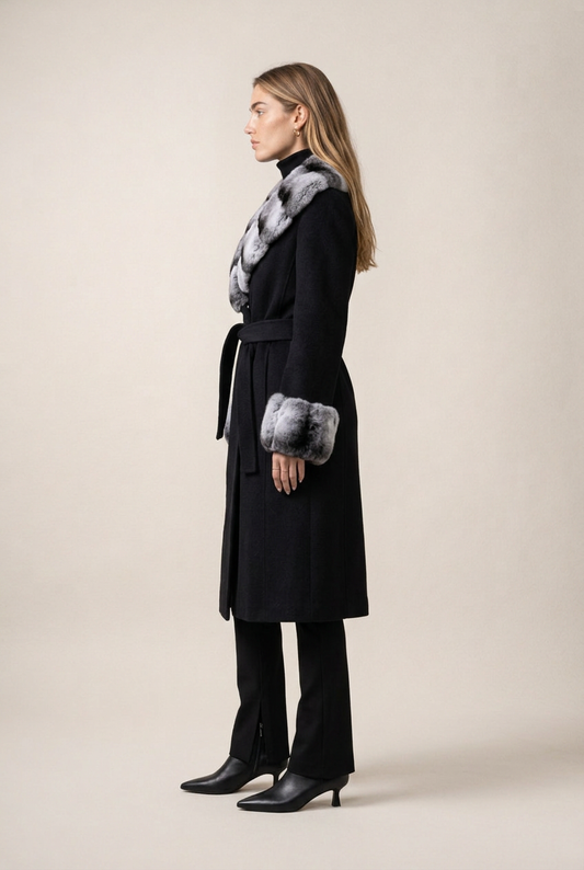 Vesper Abrigo Negro de Menielle, vista lateral