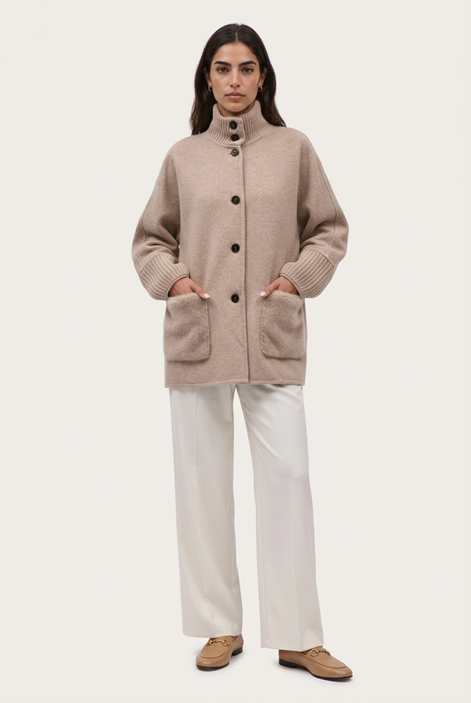Eleonora Wool and Cashmere Coat Beige