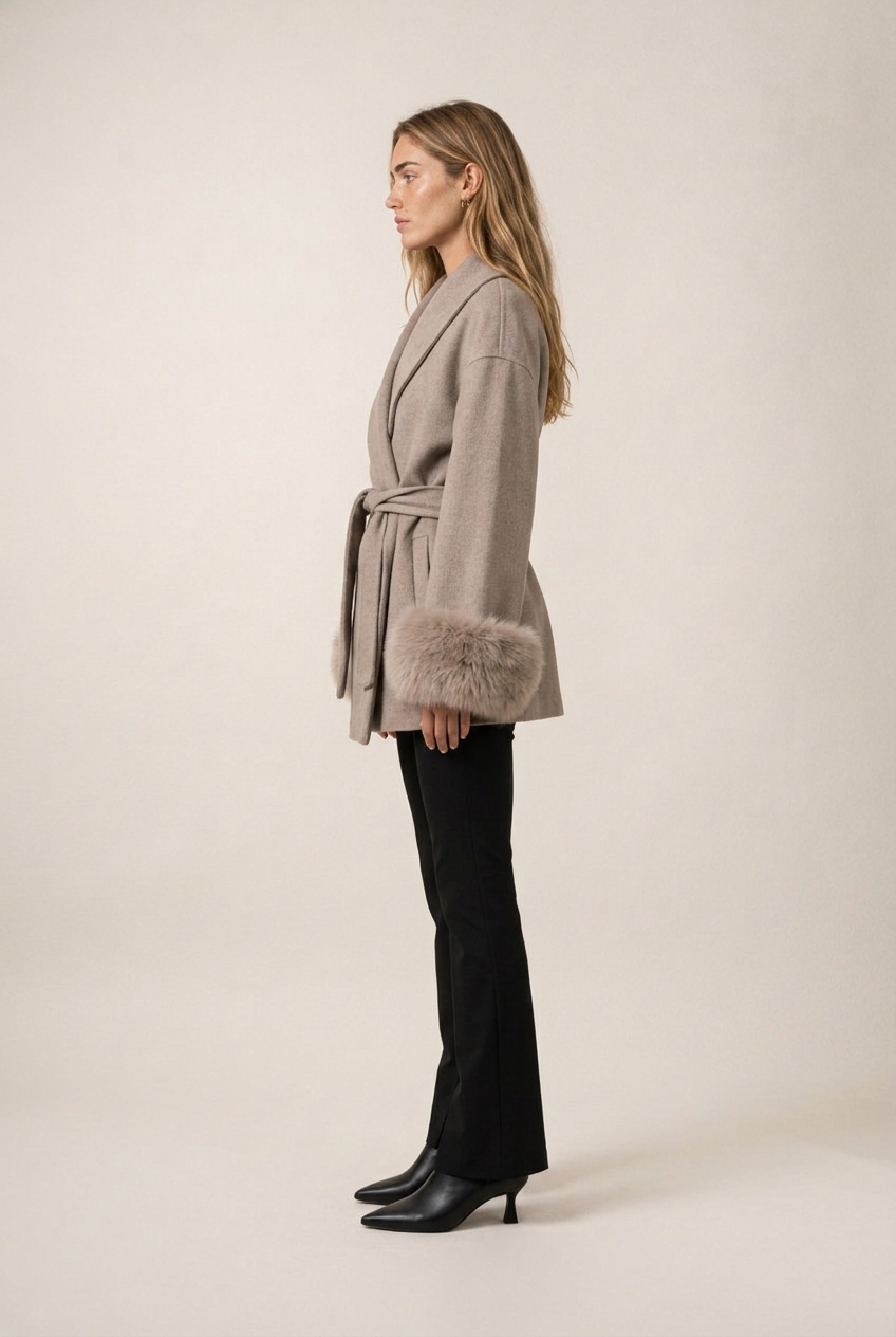 Marlowe Abrigo Taupe de Menielle, vista lateral