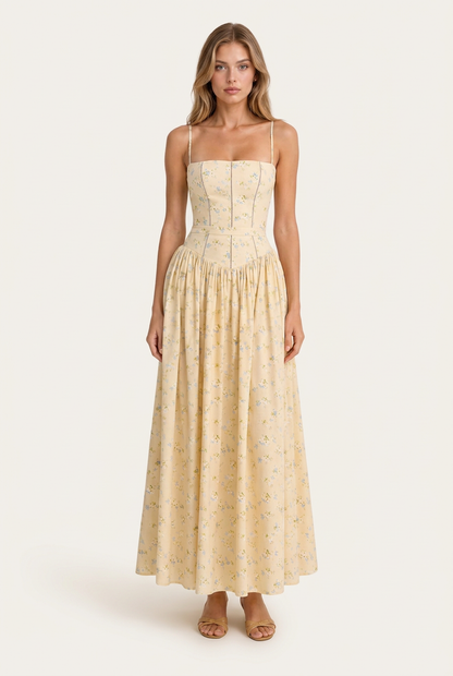 Azalea Vestido Midi Floral Amarillo