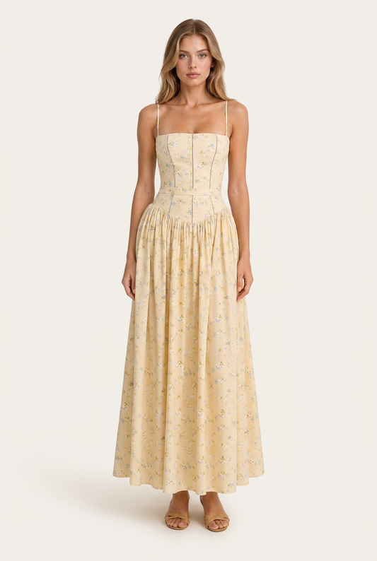 Azalea Vestido Midi Floral Amarillo