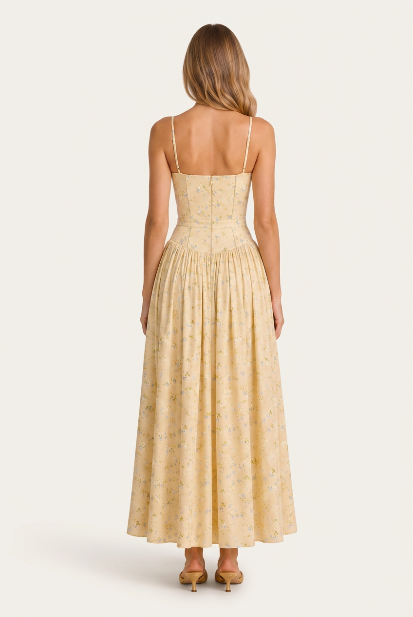 Azalea Vestido Midi Floral Amarillo