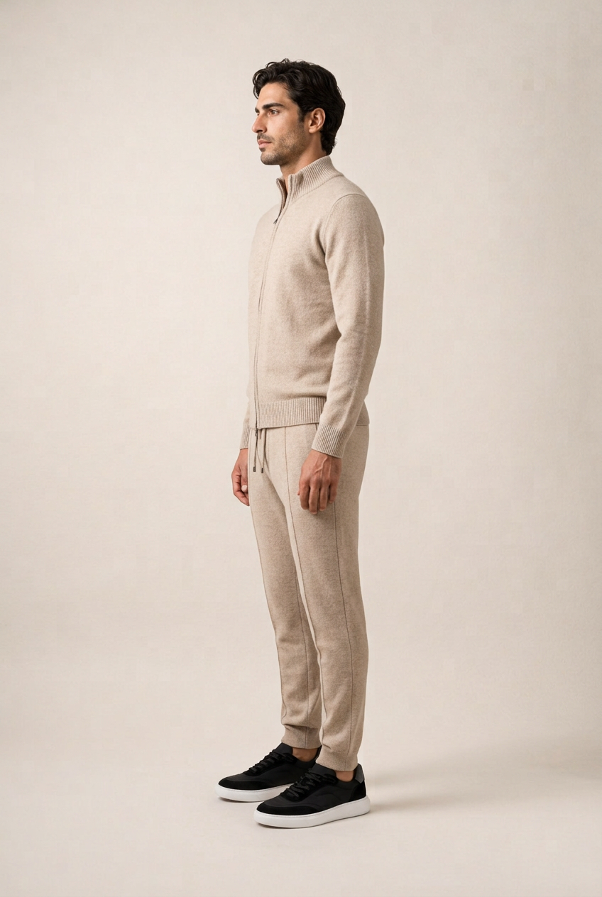 Bruno Conjunto Lana Merino Beige de MENIELLE, detalle