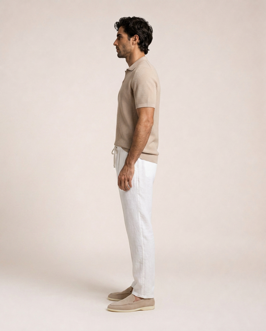 Porto Linen Pants side profile lightweight white linen pants