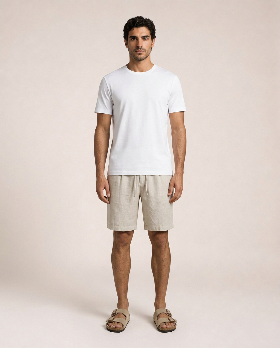 Salerno Bermudas de Lino - Beige de Menielle, vista frontal