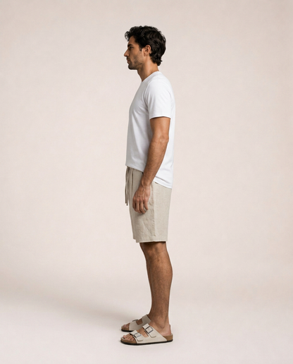 Salerno Bermudas de Lino - Beige de Menielle, vista lateral