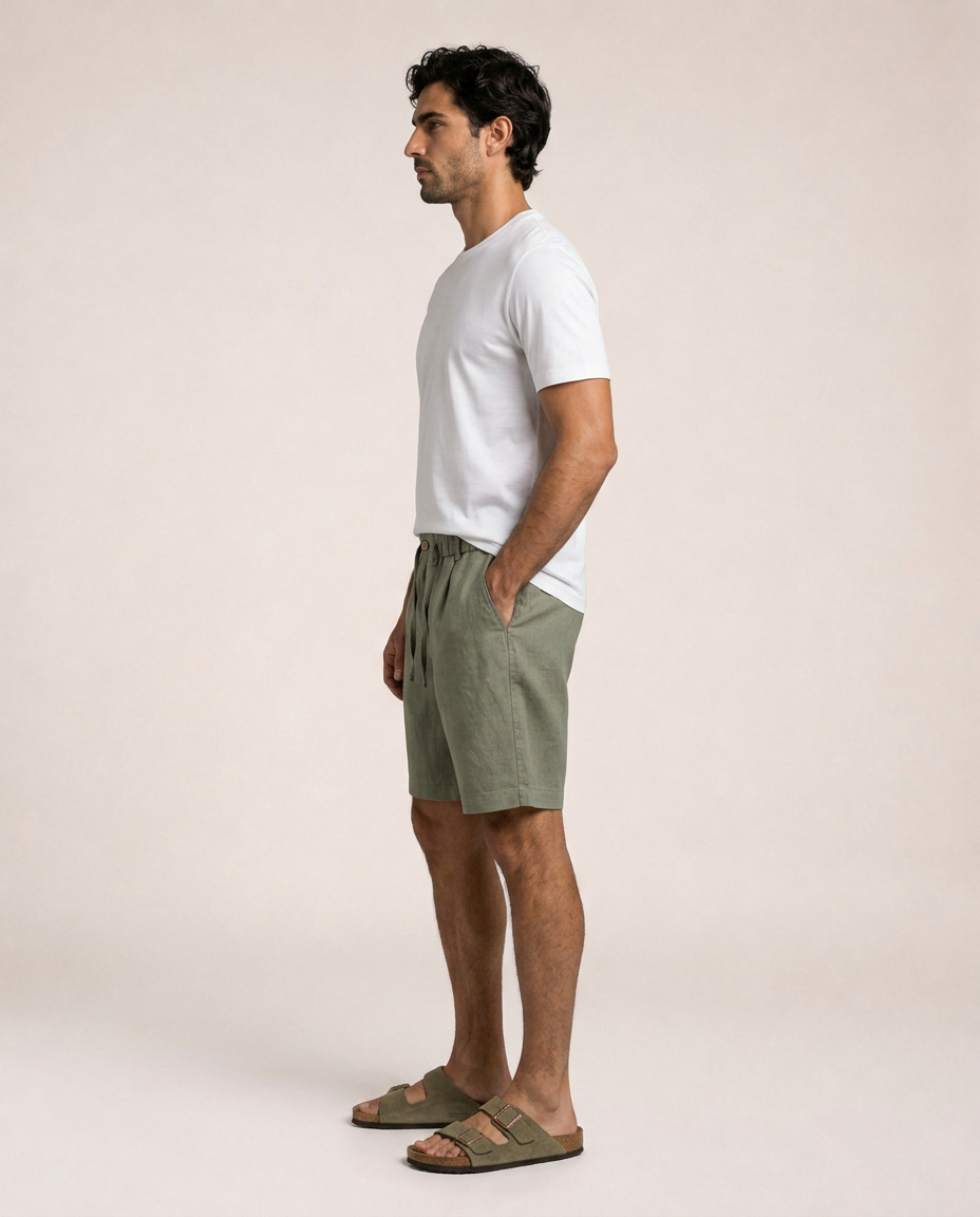 Salerno Bermudas de Lino - Verde de Menielle, vista lateral