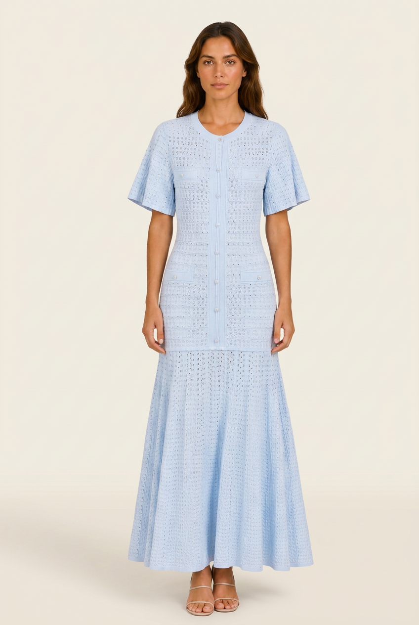 Sole Vestido de Punto Azul de Menielle, vista frontal