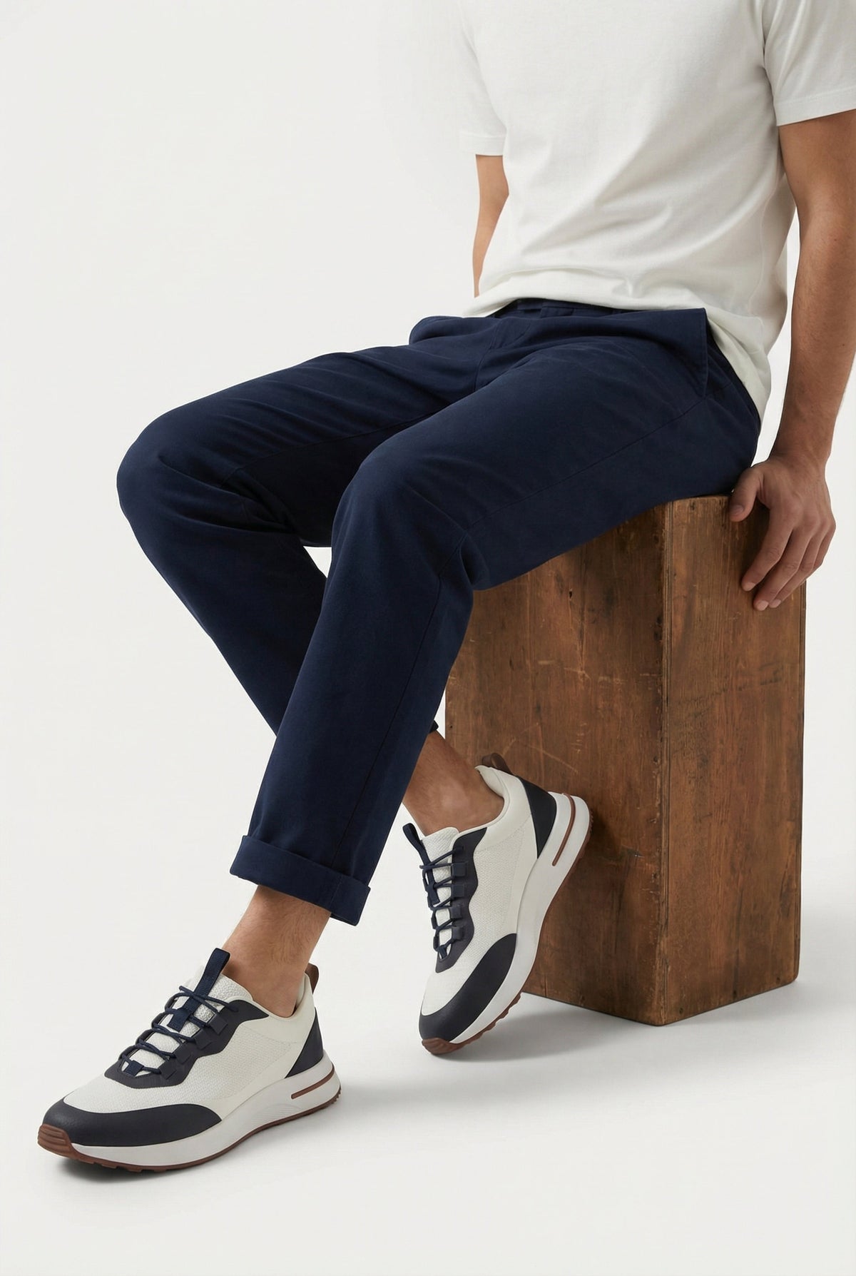 Taormina Sneaker Blanc Navy de Menielle, lateral