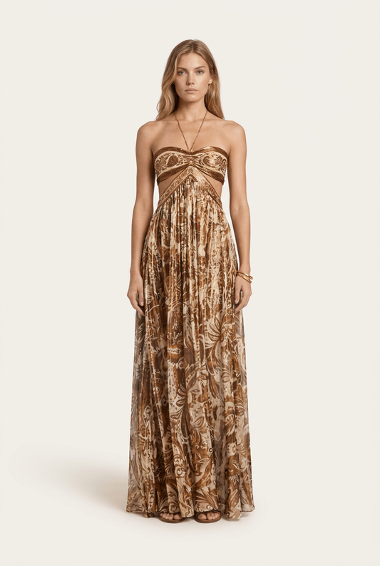 Terra di Siena Vestido Maxi de Menielle, vista frontal