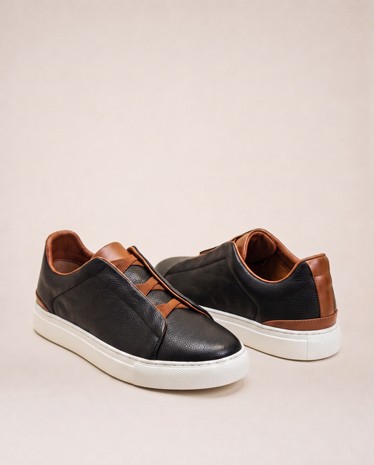 vittorio black leather sneakers