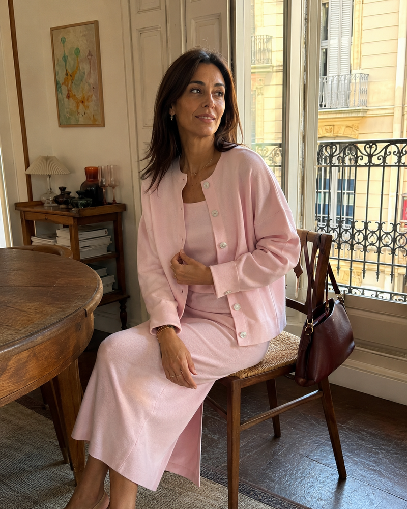 worn by you mari carmen testimonial siena knit set baby pink